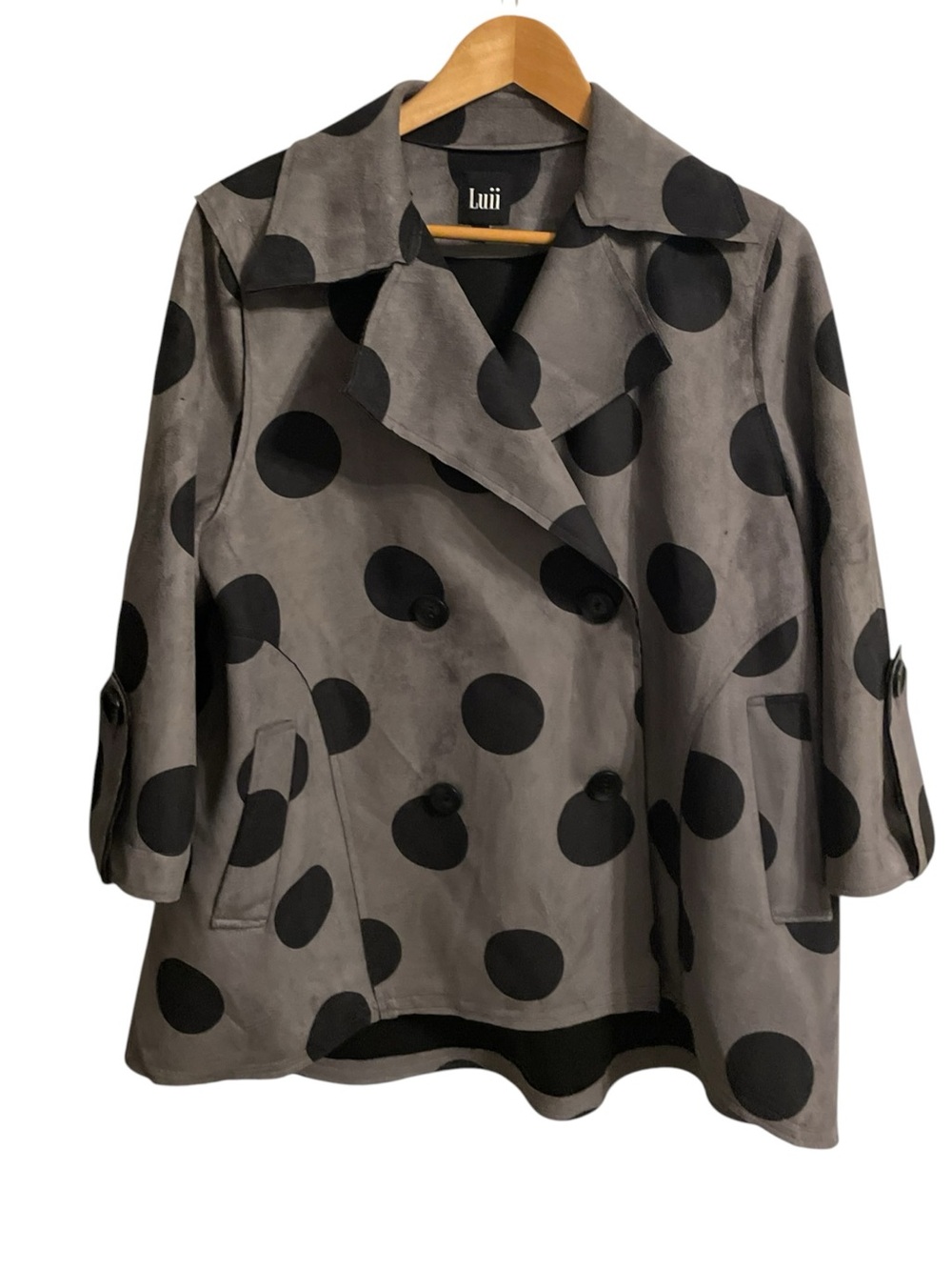 I4- Luii Gray Polka Dot Lightweight Jacket Top Coat
